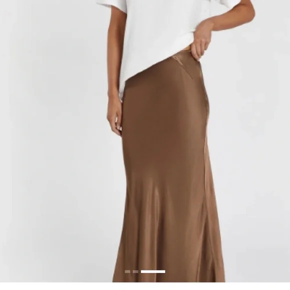 DISSH Brown Satin Maxi Skirt - Picture 1 of 2